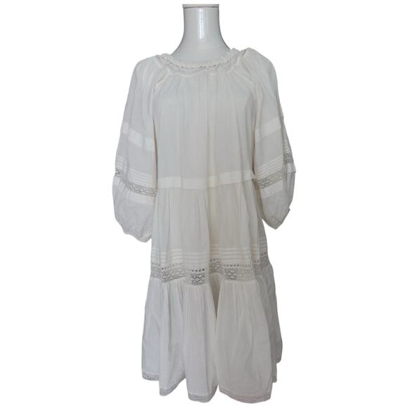 THE GREAT. The Short Nightingale Mini Dress In Cream Size 0 - Picture 4 of 14